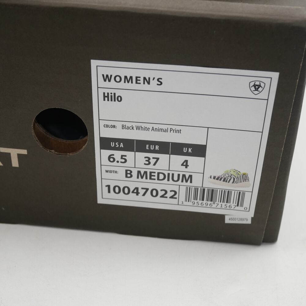 NEW Ariat Women's 6.5 Hilo Mocs Black White Animal Slip On Shoes - Picture 11 of 12